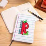 Personalized Pencil Apple A5 150 Pages PU Leather Cover Teacher Journal Notebook with Initial and Name Back to School Appreciation Gift for Teacher