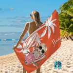Personalised Coconut Tree Cartoon Character Quick Dry Oversized Beach Towel with Name Summer Vacation Pool Party Gift for Family Swimming Lovers