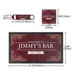 Custom Bar Mat Coaster Bottle Opener Home Bar Accessories Retro Leaves Design with Text and Year Christams Gift for Bartender Cocktail Lover