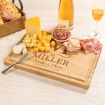 Personalised FSC Bamboo Engraved Initial Charcuterie Chopping Board with Name Text Juice Groove Wedding Housewarming Gift for Family