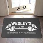 Gepersonaliseerde Visual Impact Dumbbell Sportschool deurmat met naam Sportschool Decor Verjaardagscadeau voor mannen fitnessliefhebbers