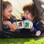 Personalized Cartoon Character 12 oz Colored Rim Enamel Mug with Name and Initial Birthday Back to School Travel Gift for Friend Family Kids