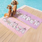 Personalisiertes Strandtuch zum Thema Einhorn-Regenbogen | mit Namen | Schnelltrocknend | Sandabweisend | Sommer Urlaub Geburtstag Geschenk für Kinder