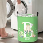Panier à linge imperméable avec poignée Personnalisé Nom de l'animal océanique Décoration de la chambre d'enfant Cadeau de pendaison de crémaillère Cadeau d'anniversaire pour les enfants 3