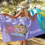 Personalizzato Campervan Cartoon Camping Character Quick Dry Oversized Beach Towel Summer Vacation Travel Holiday Gift for Campers Outdoor Enthusiasts