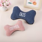 Giocattolo per cani personalizzato a forma di osso morbido in velluto a coste con nome ricamato Regalo di compleanno per addestramento del cane per il proprietario dell'animale.