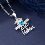 Personalisierte Graduierung Kappe Graduierung Scroll Herz Birthstone Anhänger Halskette mit Namen Klasse von 2025 Graduierung Geschenk für Absolventen