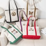 Bordado Personalizado 1-4 Perro Gato Mascota Retrato Fotos Lienzo Grande Bolsa Tote Regalo de Cumpleaños para Mamá Amantes de las Mascotas
