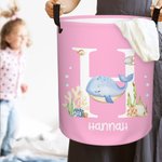 Panier à linge imperméable avec poignée Personnalisé Nom de l'animal océanique Décoration de la chambre d'enfant Cadeau de pendaison de crémaillère Cadeau d'anniversaire pour les enfants 2