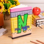 Personalized Pencil Apple A5 150 Pages PU Leather Cover Teacher Journal Notebook with Initial and Name Back to School Appreciation Gift for Teacher