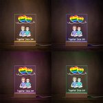 Personalizzato Insieme dall'anno Cartoon Couple LED Night Light con nomi e base in legno Home Decor Anniversary Birthday Gift for Couples