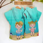 Toalla de playa con capucha de secado rápido y nombre personalizada con dibujos animados de animales del océano para niños Regalo de cumpleaños de vacaciones de verano para niños