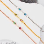 Personalizada Doble Peces Cruz Birthstone Pulsera Ajustable Dainty Joyería Religiosa Bautizo Cumpleaños Regalo para Mujeres Creyentes