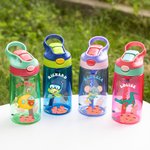 Henkilökohtainen söpö apina Sloth Bunny Diving Animal 16oz Kid nimi vesipullo kahvalla ja silikoni olki syntymäpäivä loma lahja pojille tytöille