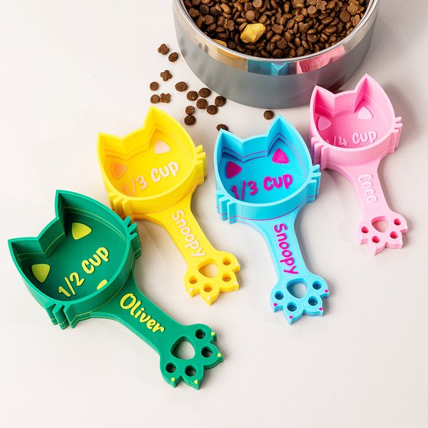 Personalised Cute Cat Paw Multicolor Food Feed Measuring Scoop with Name Pet Supplies Birthday Gift for Cat Owner