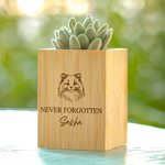 Personalized Pet Line Drawing Dog Cat Portrait Wooden Flower Pot with Name and Text Sympathy Memorial Gift for Loss of Pet