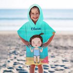 Toalla de playa con capucha de secado rápido y nombre personalizada con dibujos animados de animales del océano para niños Regalo de cumpleaños de vacaciones de verano para niños