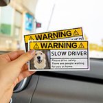 Personalized Photo Slow Driver Waterproof Warning Sticker Car Decor Accessory Father's Day Gift for Car Owner