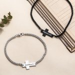 Pulsera Colgante Cruz Personalizada con Texto Grabado Joyería Religiosa Bautizo Oración Cumpleaños Regalo para Cristianos