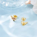 Pendientes personalizados con piedra de nacimiento Vaca de las Tierras Altas Joyería delicada Cumpleaños Aniversario Regalo para Mujeres Amantes de las Vacas de las Tierras Altas