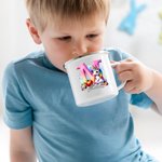 Tasse en Émail Coloré 355 ml Personnalisée avec Nom Initiale Style de Licorne Fantaisiste Cadeau Anniversaire Camping pour Garçon Fille
