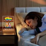 Personalizzato Insieme dall'anno Cartoon Couple LED Night Light con nomi e base in legno Home Decor Anniversary Birthday Gift for Couples