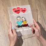 Personalizzato Insieme dall'anno Cartoon Couple LED Night Light con nomi e base in legno Home Decor Anniversary Birthday Gift for Couples