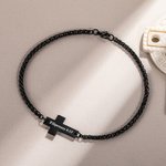Pulsera Colgante Cruz Personalizada con Texto Grabado Joyería Religiosa Bautizo Oración Cumpleaños Regalo para Cristianos