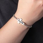 Pulsera Colgante Cruz Personalizada con Texto Grabado Joyería Religiosa Bautizo Oración Cumpleaños Regalo para Cristianos