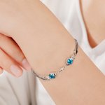 Personalizada Doble Peces Cruz Birthstone Pulsera Ajustable Dainty Joyería Religiosa Bautizo Cumpleaños Regalo para Mujeres Creyentes