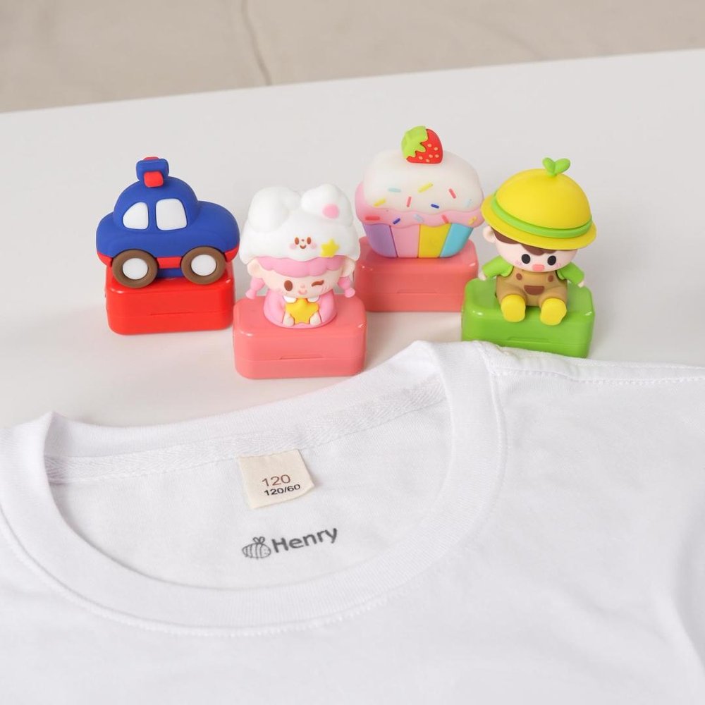 Personalized Cute Girl Boy Car Ball Animal Kids Clothing Self-inking Stamp with Name Birthday Gift for Kids Mom 4