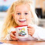 Tasse en Émail Coloré 355 ml Personnalisée avec Nom Initiale Style de Licorne Fantaisiste Cadeau Anniversaire Camping pour Garçon Fille