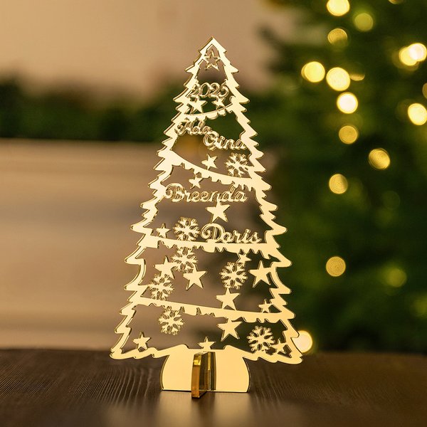 Personalised Christmas Family Tree Acrylic Plaque with 1-8 Names and Year Home Decor Festival Christmas Gift for Family Friend