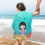 Toalla de playa con capucha de secado rápido y nombre personalizada con dibujos animados de animales del océano para niños Regalo de cumpleaños de vacaciones de verano para niños