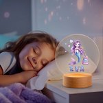 Personlig LED-nattlampa med träfot och namn för sjöjungfrutårta Födelsedagspresent för flickor Barn