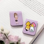 Personalized Pencil Bow Cartoon Character Multicolor Magnetic Bookmark Clip with Name Reading Stationery Supplies Teacher's Day Gift for Teachers