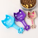 Gepersonaliseerd Schattig Kattenpoot Veelkleurig Voedsel Maatschepje met Naam Huisdierbenodigdheden Verjaardagsgeschenk voor Katteneigenaar