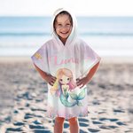 Personalised Underwater World Mermaid Soft Quick Dry Kid Hooded Beach Towel with Name Summer Vacation Essential Birthday Gift for Girls Mermaid Lovers