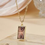 Collier unisexe personnalisé avec photo thermique - Forme de pendentif et texte gravé au dos à choix - Cadeau d'anniversaire pour la famille les amis