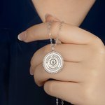 Personalised Engraved School Badge Zircon Edging Necklace with Text Dainty Jewellery Celebration Graduation Gift for Women Graduates