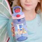 Personalized Cute Marine Animal Initial 16 oz Kid Water Bottle with Name and Silicone Straw Birthday Back to School Gift for Boys Girls