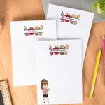 Personalized Pencil Apple Cartoon Character Notepad with Name Stationery Supplies Teacher's Day Gift for Teachers