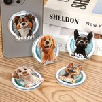 Personalised 3D Cartoon Dog Magnetic Phone Grip with Name Phone Accessory Birthday Anniversary Gift for Dog Mom Dad Pet Lovers
