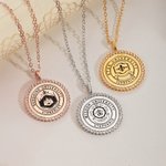 Personalised Engraved School Badge Zircon Edging Necklace with Text Dainty Jewellery Celebration Graduation Gift for Women Graduates