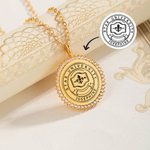Personalised Engraved School Badge Zircon Edging Necklace with Text Dainty Jewellery Celebration Graduation Gift for Women Graduates