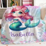 Personalisierte Fantasy Meerjungfrau weiche Decke mit Namen Home Decor Geburtstag Geschenk für Mädchen Meerjungfrau Liebhaber