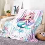 Personalisierte Fantasy Meerjungfrau weiche Decke mit Namen Home Decor Geburtstag Geschenk für Mädchen Meerjungfrau Liebhaber