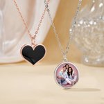 Collier unisexe personnalisé avec photo thermique - Forme de pendentif et texte gravé au dos à choix - Cadeau d'anniversaire pour la famille les amis