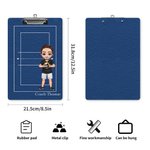 Portapapeles acrílico personalizado con nombre de personaje de baloncesto y fútbol de dibujos animados Regalo de cumpleaños para el entrenador o miembro del equipo