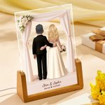 Luce notturna a LED personalizzata con nome e base in legno per gli sposi, regalo di anniversario di matrimonio per una coppia di novelli sposi.